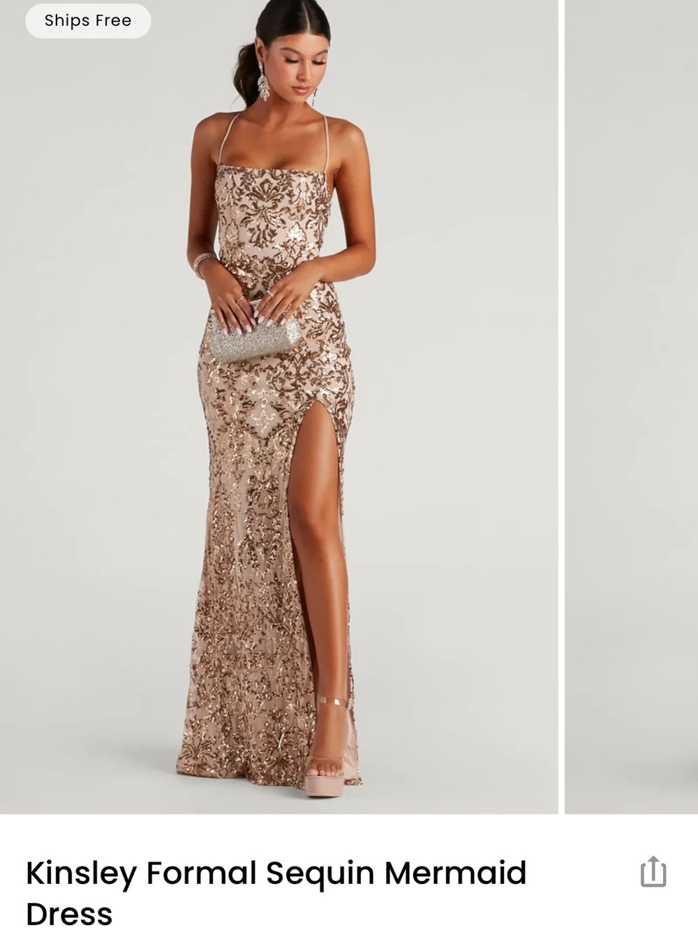 Windsor Rose Gold Sequin Mermaid Maxi Dress